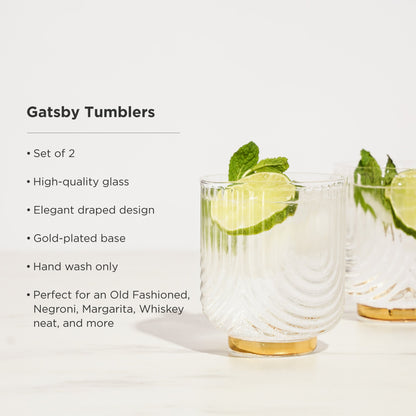 Gold Gatsby Double Old Fashioned Glass Set of 2