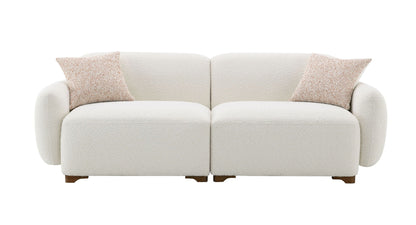 Darius Beige Boucle Sofa and Accent Pillows