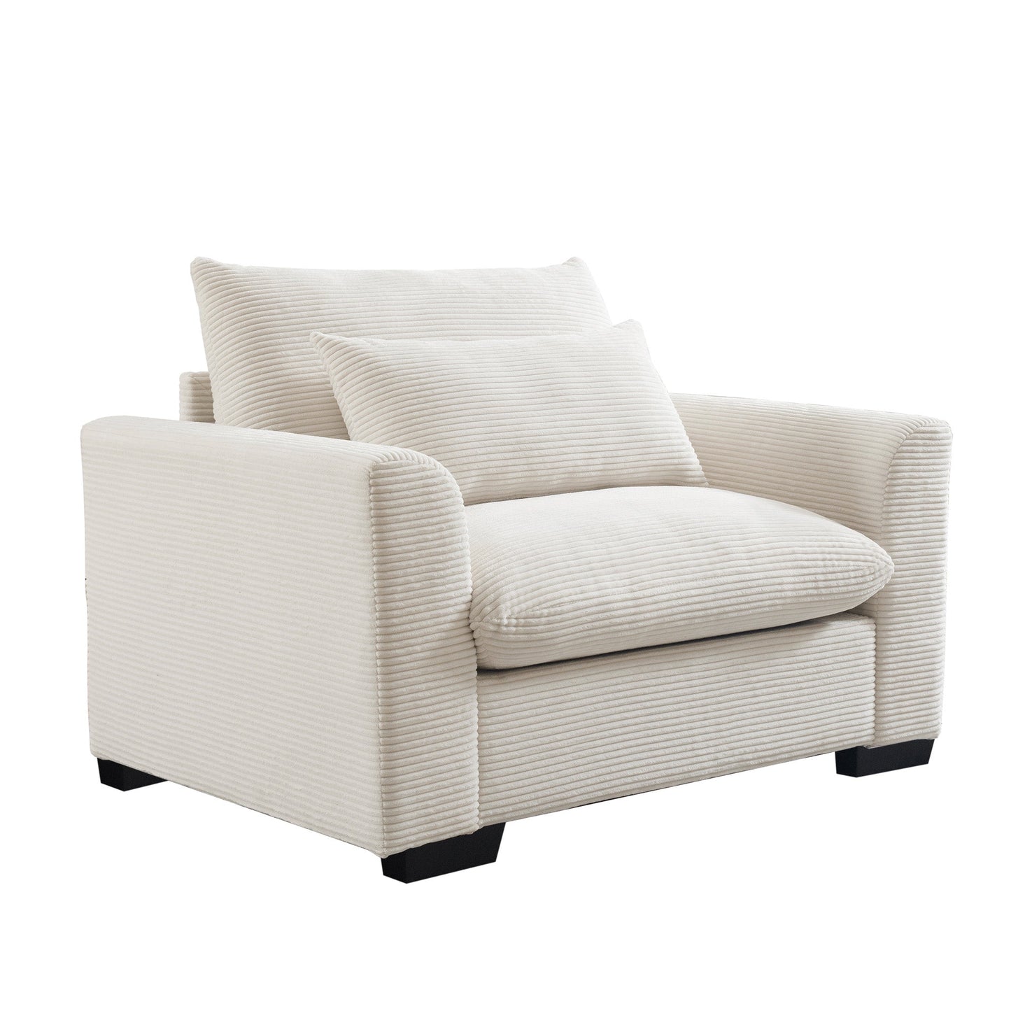 Beige Corduroy Deep Seat and Accent Chair