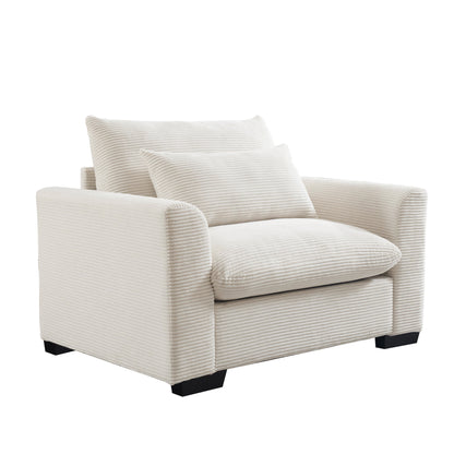 Beige Corduroy Deep Seat and Accent Chair