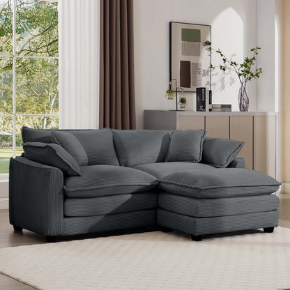 HouseOfZazla modern oversized modular cushion sofa with ottoman in dark gray fabric, 2pc on Tampa Home & Garden Store