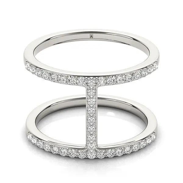 14k white gold dual-band bridge ring with pavé diamonds on both bands, 3/8 cttw, Bids.com on Tampa Home & Garden Store