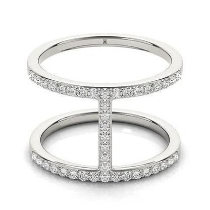 14k white gold dual-band bridge ring with pavé diamonds on both bands, 3/8 cttw, Bids.com on Tampa Home & Garden Store