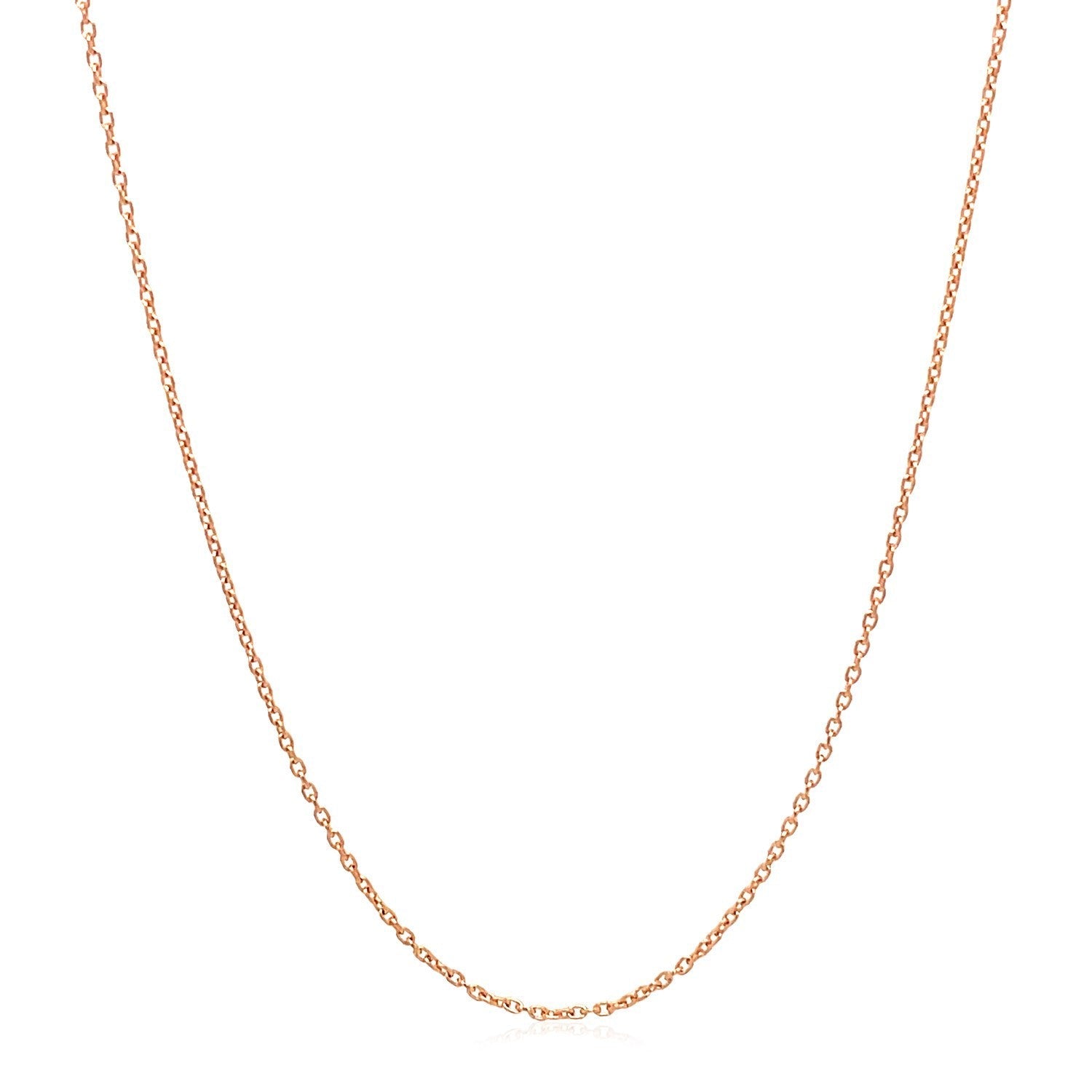 14k rose gold oval cable link chain necklace 0.97mm, delicate and polished on Tampa Home & Garden Store