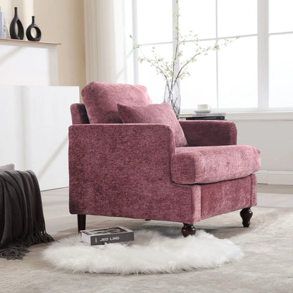 Modern mid-century wood-frame armchair with tufted burgundy upholstery on Tampa Home & Garden Store