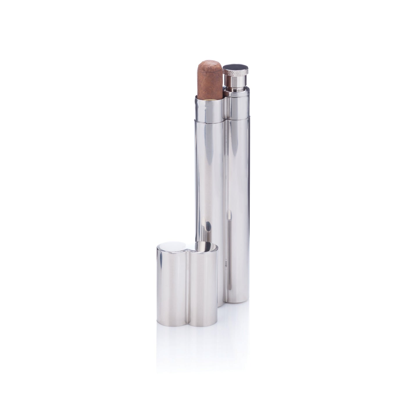 Stainless Steel Cigar Holder and Flask Case