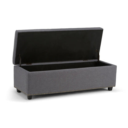 Hamilton upholstered storage ottoman gray fabric with hinged lid and storage Unique Piece on Tampa Home & Garden Store