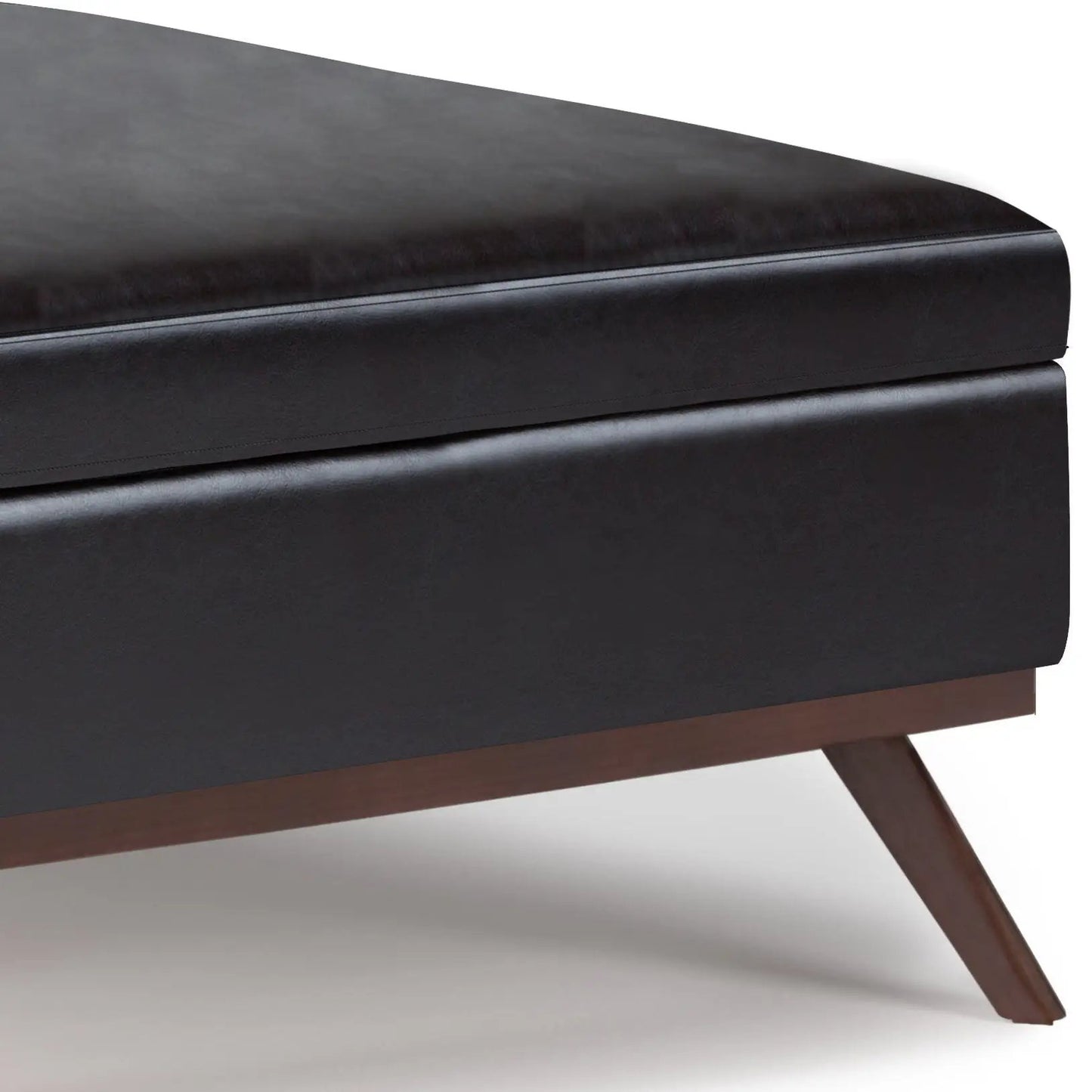 Owen square storage ottoman with black faux leather and slim legs Unique Piece Furniture on Tampa Home & Garden Store