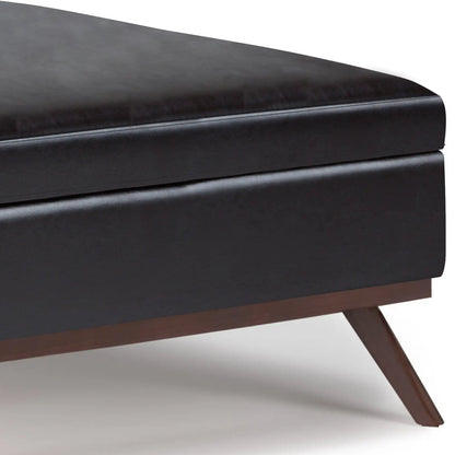 Owen square storage ottoman with black faux leather and slim legs Unique Piece Furniture on Tampa Home & Garden Store