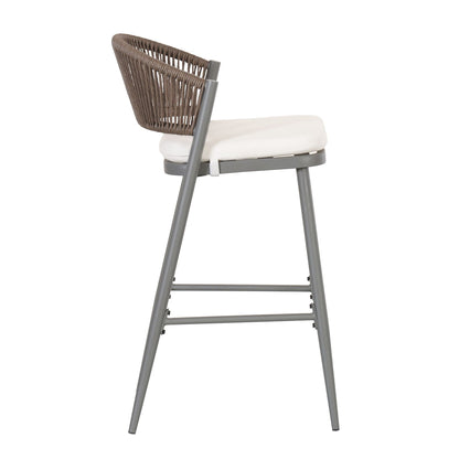 Outdoor Bar Stools With Scallop Cushion And Frame