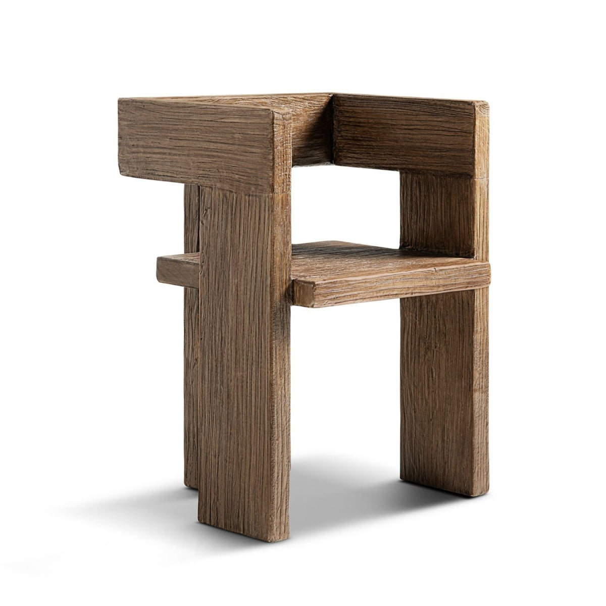 Sculptural Block Accent Chair in brown reclaimed elm, a bold armchair by HouseOfZazla on Tampa Home & Garden Store