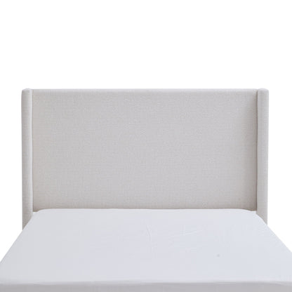 Hale upholstered wingback bed headboard by HouseOfZazla in light gray textured fabric on Tampa Home & Garden Store