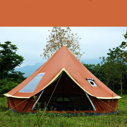 Yurt tent orange fabric pyramid camping shelter with side window by My Store on Tampa Home & Garden Store