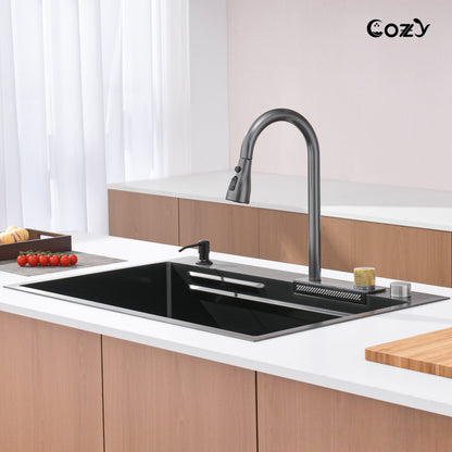 Modern Waterfall Single Bowl Kitchen Sink