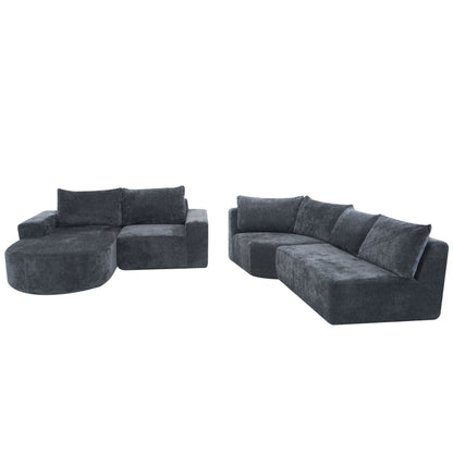 Modular 2-piece sectional sofa set with deep seating, U-shaped upholstery by HouseOfZazla on Tampa Home & Garden Store