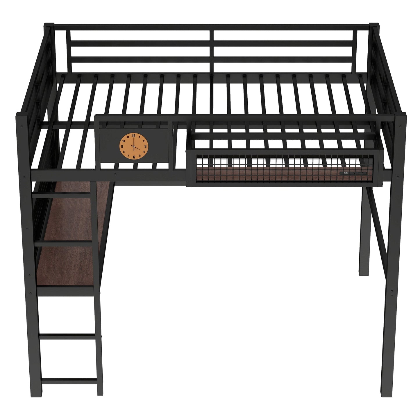 Metal Loft Bed with Desk and Charging Port