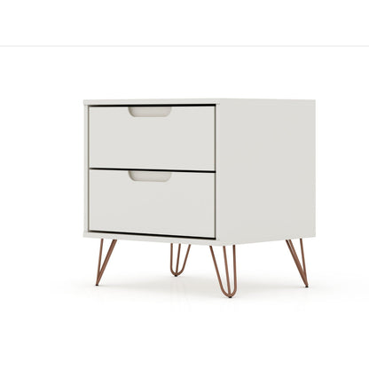 2 Drawer Nightstand with durable splayed copper legs in cream by HouseOfZazla on Tampa Home & Garden Store