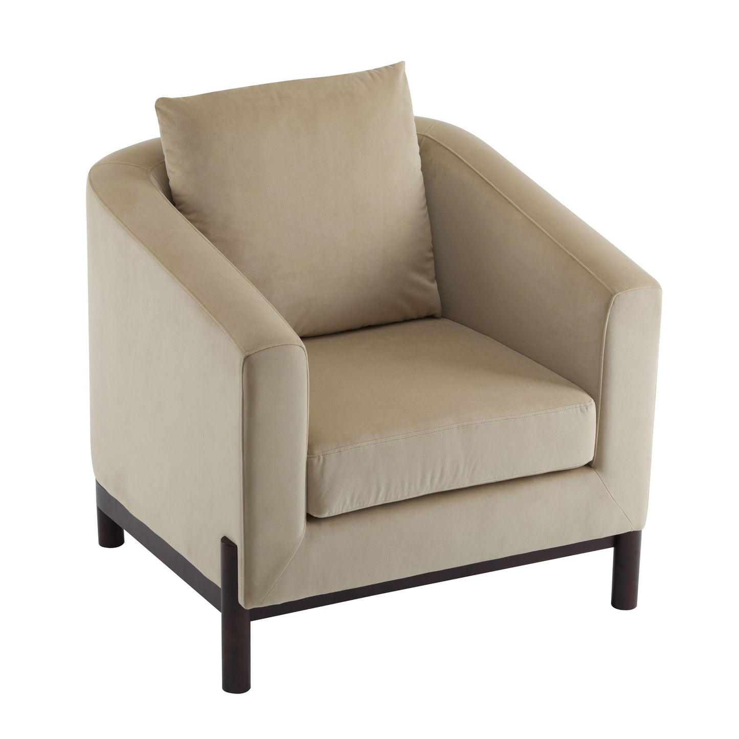 Anurudh Barrel Club Upholstered Chair tan fabric with dark wood legs on Tampa Home & Garden Store