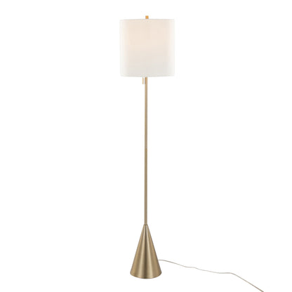 Cone Contemporary Floor Lamp with white drum shade and brass base on Tampa Home & Garden Store