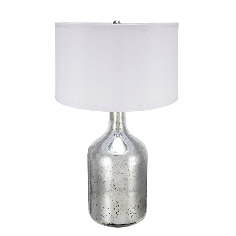 Table lamp with a silver bottle-base and white fabric shade by HouseOfZazla on Tampa Home & Garden Store