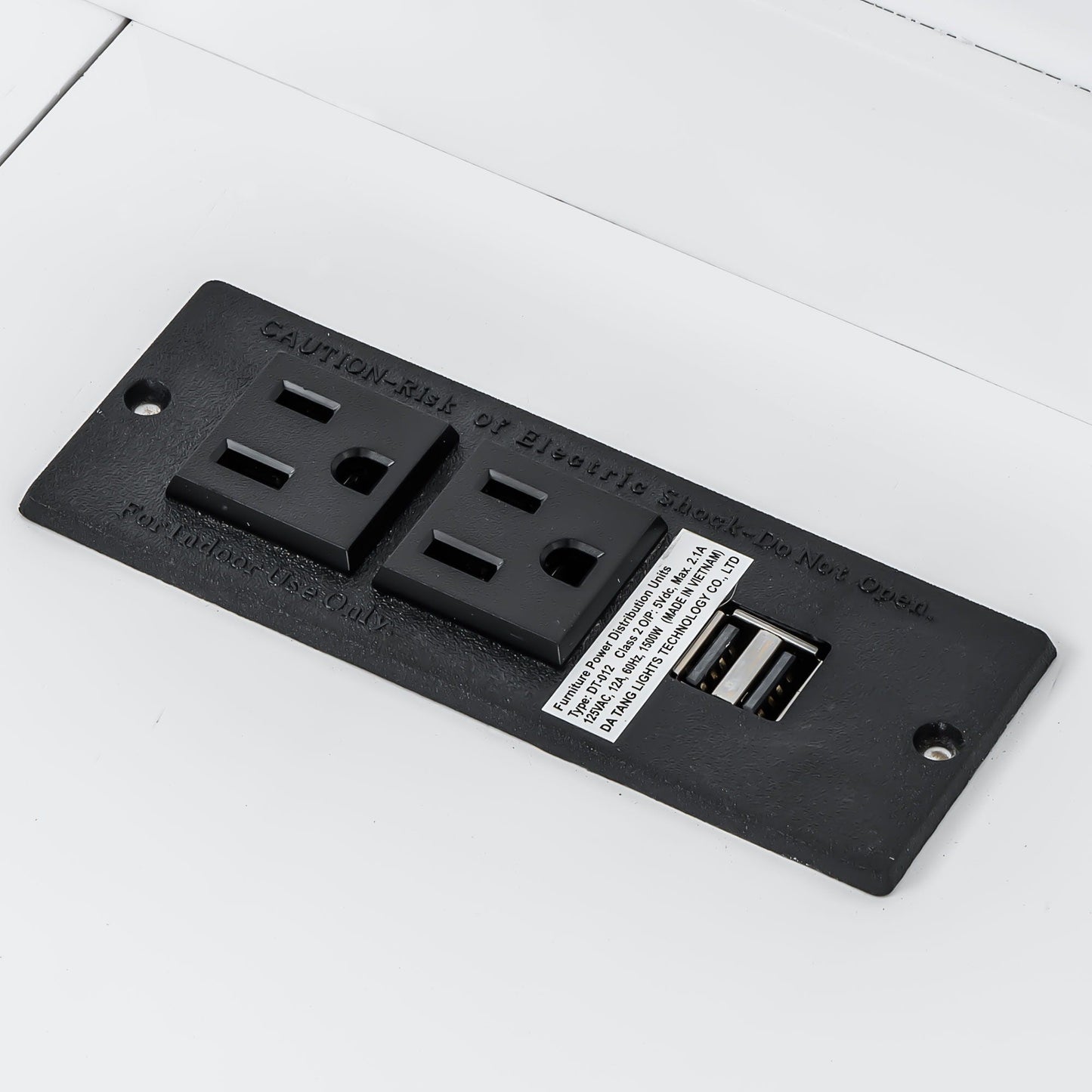 Murphy bed USB charging station power module with dual outlets on a white surface on Tampa Home & Garden Store