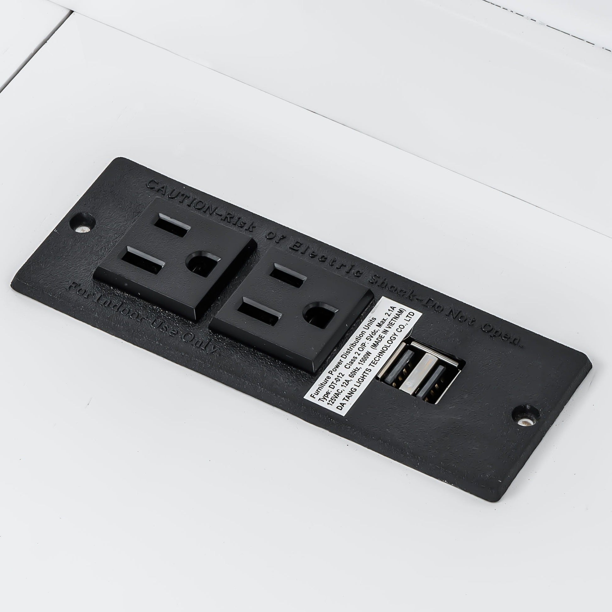 Murphy bed USB charging station power module with dual outlets on a white surface on Tampa Home & Garden Store