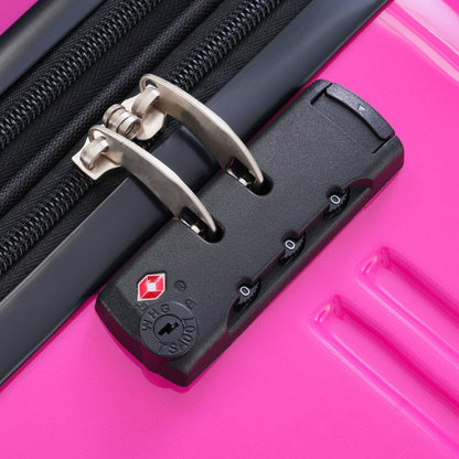 HouseOfZazla 3pc gradient pink hardside luggage set closeup showing zippers and tsa lock on Tampa Home & Garden Store