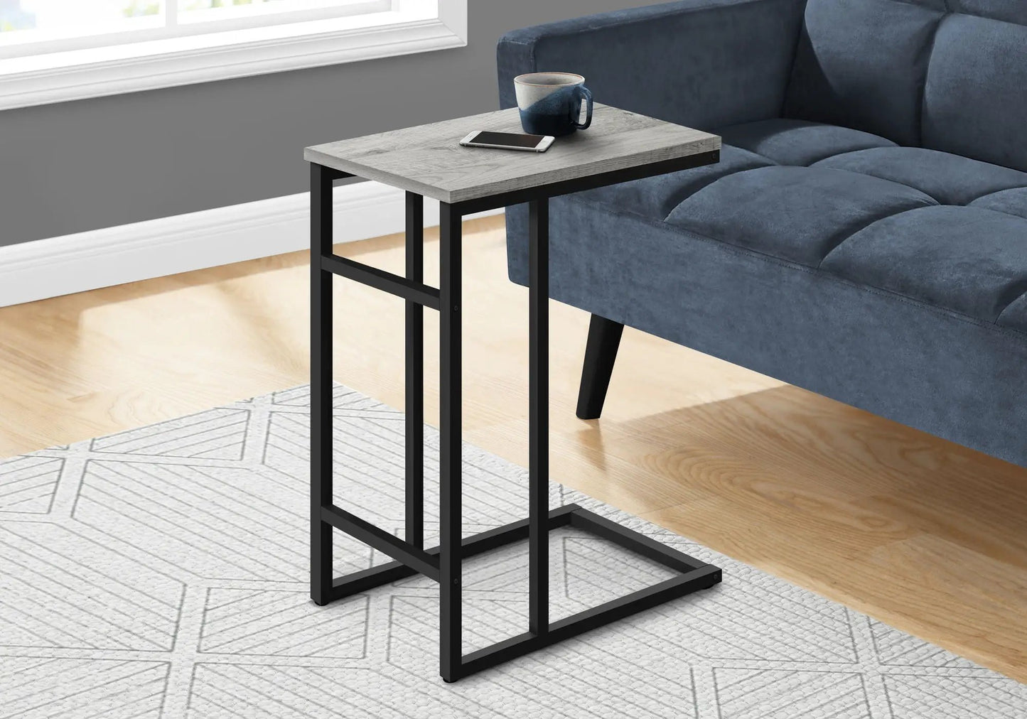 C Shaped Accent Table for Sofa and Bedside Use
