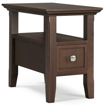 Acadian end table with drawer, Unique Piece Furniture, dark espresso wood with lower shelf on Tampa Home & Garden Store