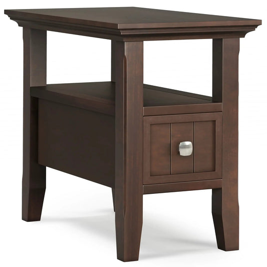 Acadian end table with drawer, Unique Piece Furniture, dark espresso wood with lower shelf on Tampa Home & Garden Store