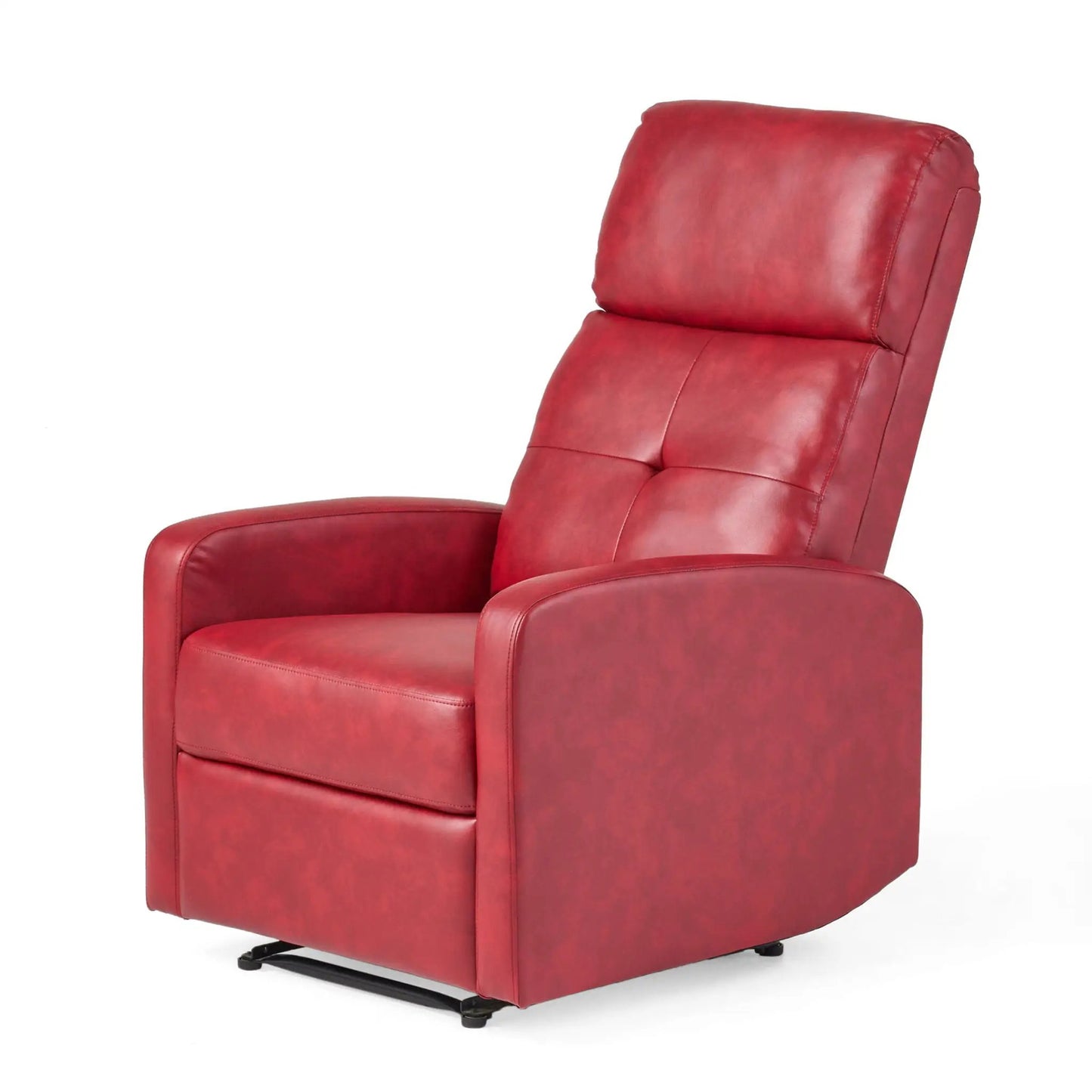 Contemporary red leather recliner chair with push-back function and padded headrest on Tampa Home & Garden Store
