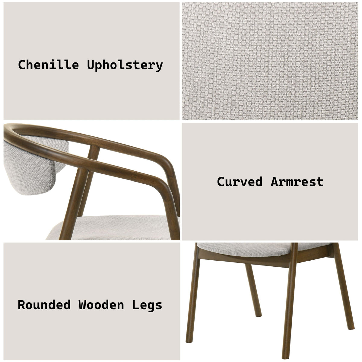 Delina Side Chair gray upholstery with walnut curved wood arms and legs by HouseOfZazla on Tampa Home & Garden Store