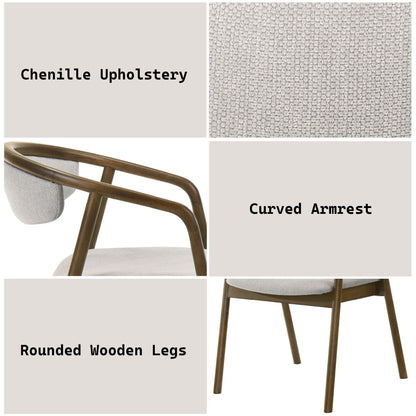Delina Side Chair gray upholstery with walnut curved wood arms and legs by HouseOfZazla on Tampa Home & Garden Store
