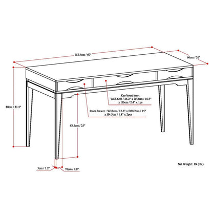 Harper Handcrafted Desk blueprint with dimensions and drawer layout by Unique Piece Furniture on Tampa Home & Garden Store