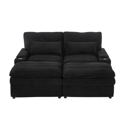 Convertible Loveseat With Usb and Storage Sofa