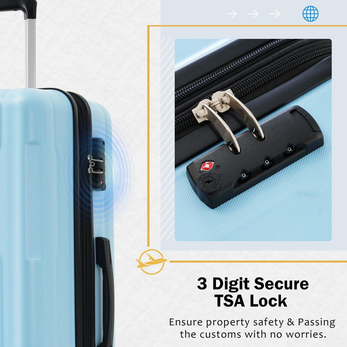 Blue ABS luggage set with 20in and 28in expandable suitcases, TSA lock by HouseOfZazla on Tampa Home & Garden Store