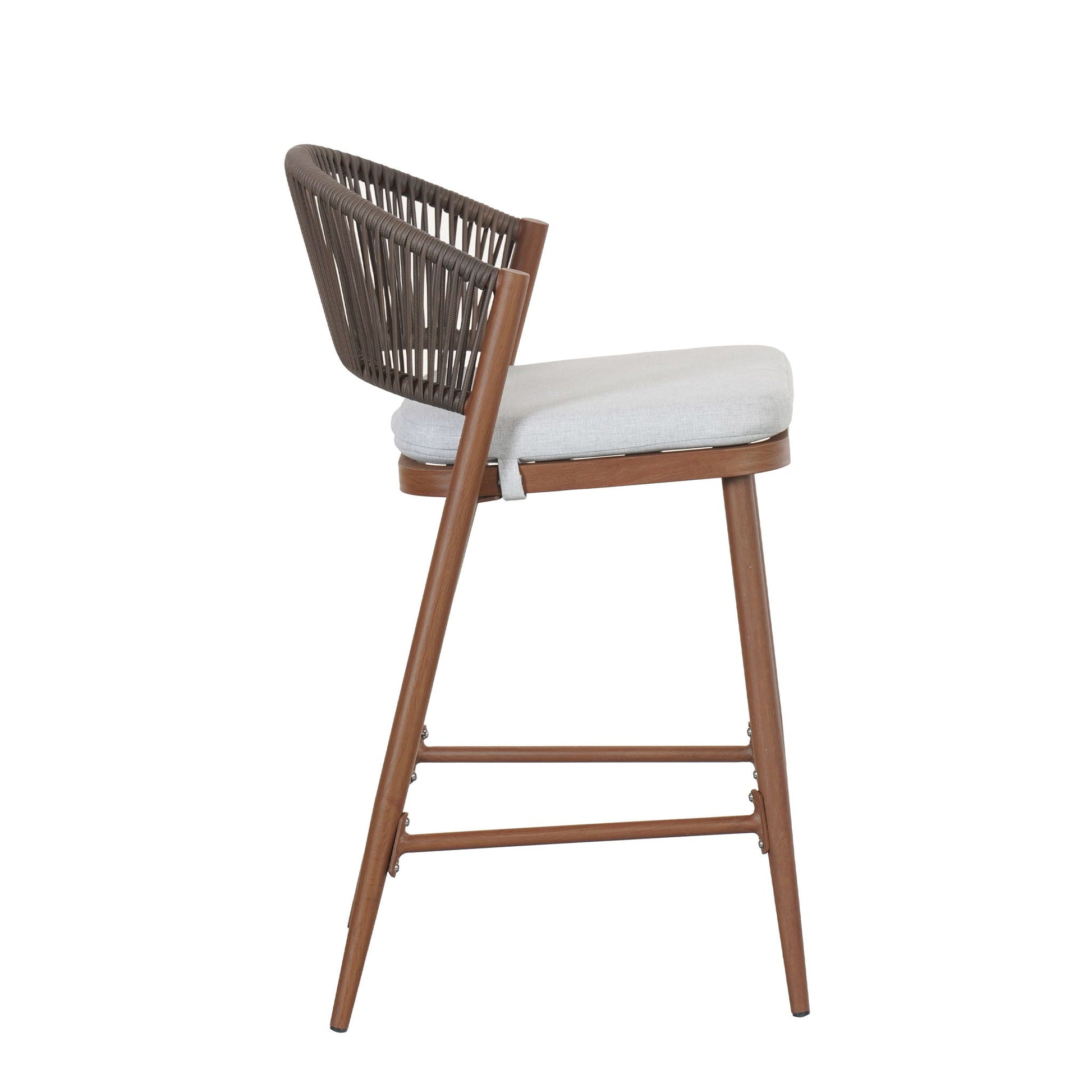 Outdoor 26in counter height metal frame stool with scallop backrest and water resistant cushion on Tampa Home & Garden Store