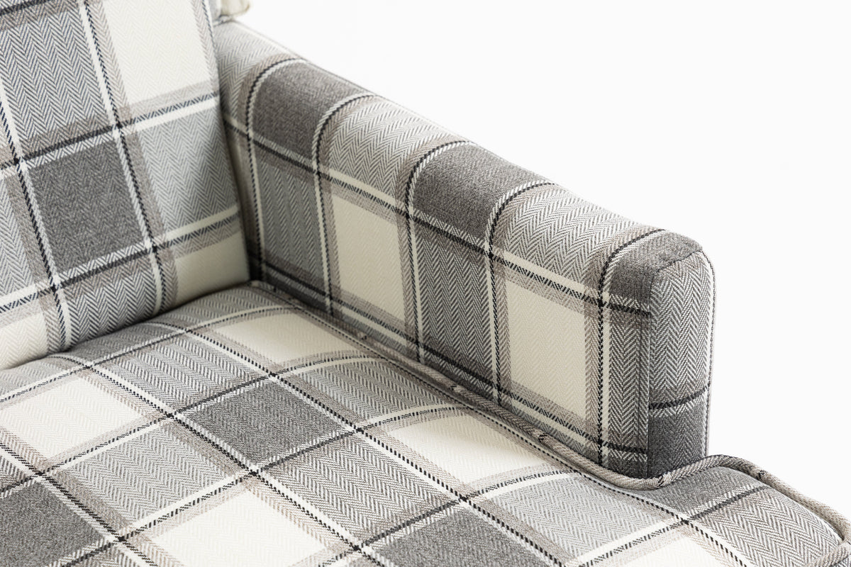 Upholstered Accent Chair plaid gray cream by HouseOfZazla on Tampa Home & Garden Store