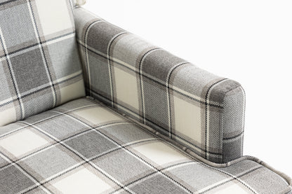 Upholstered Accent Chair plaid gray cream by HouseOfZazla on Tampa Home & Garden Store