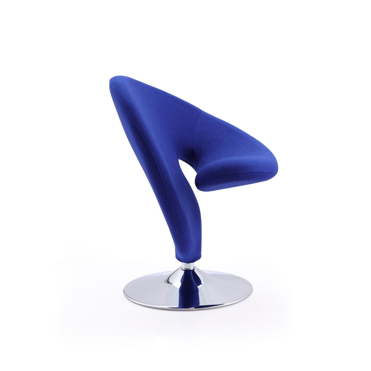 Blue wool-blend swivel lounge chair on chrome pedestal base, HouseOfZazla swing chair on Tampa Home & Garden Store