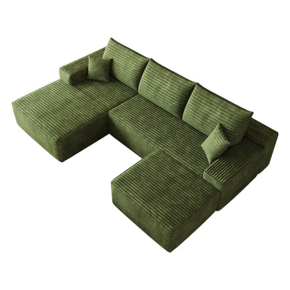 Cloud Corduroy Sectional Sofa and Ottoman