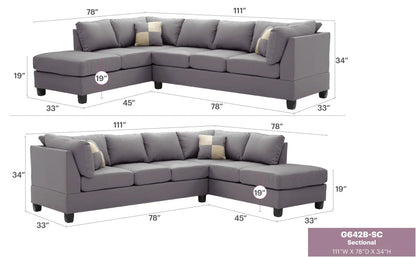 Malone Comfort Sectional Right or Left Chaise