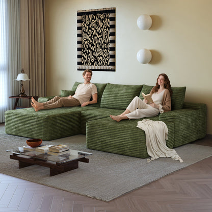 Modern Cloud Sectional Sofa and Corduroy Fabric