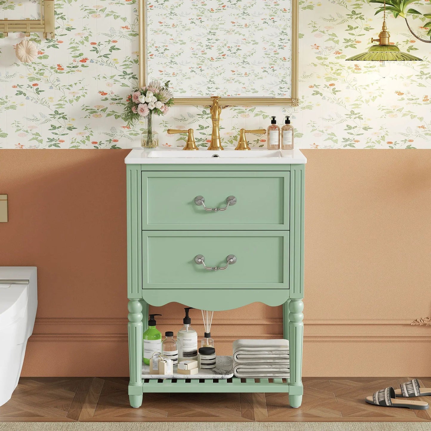 Wave Design Bathroom Vanity with Sink and Drawers
