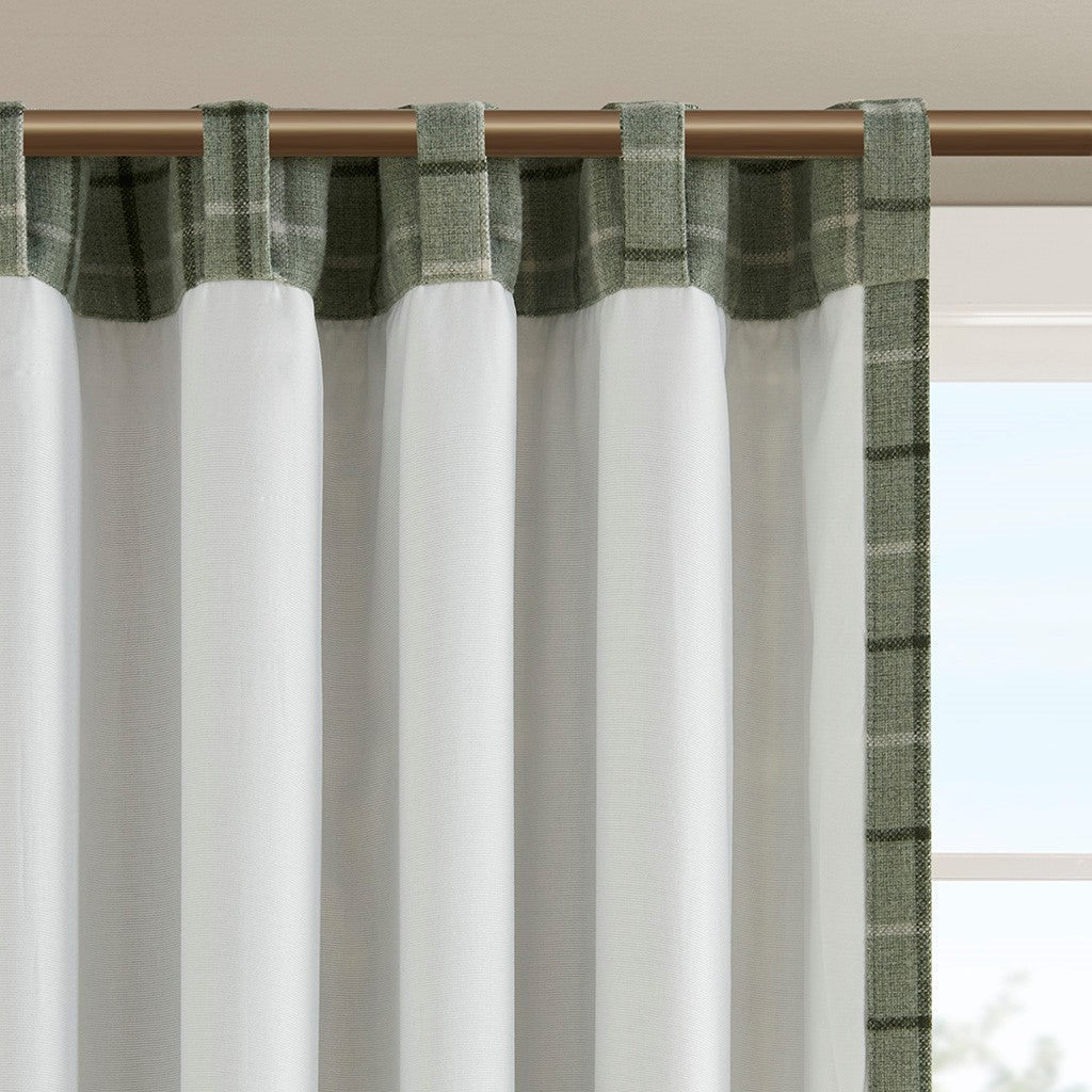 Green plaid curtain panel with rod-pocket and back-tab fleece lined 50x84 HouseOfZazla on Tampa Home & Garden Store