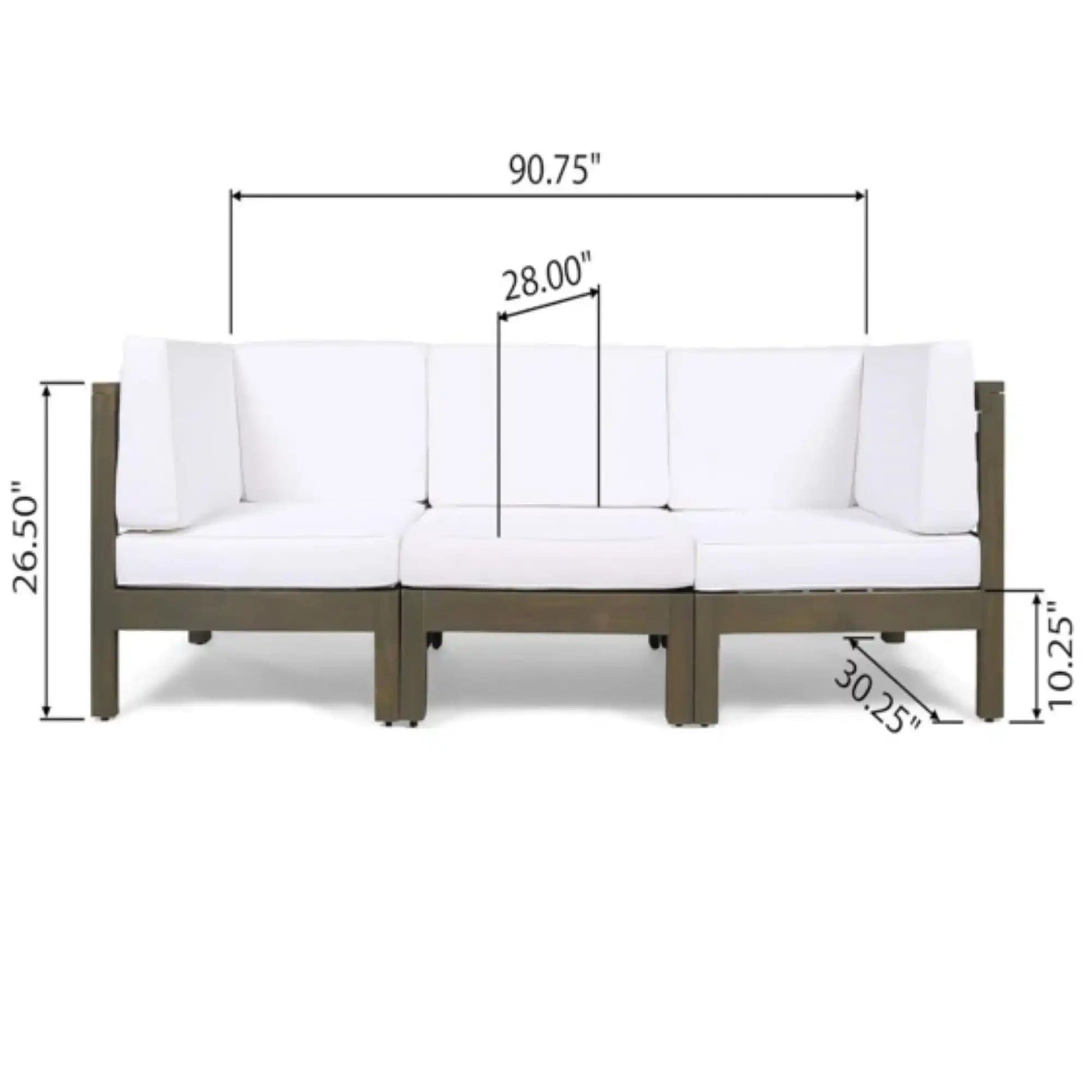 Oana 3 Piece Sofa Set, white water-resistant cushions, sectional sofa by HouseOfZazla on Tampa Home & Garden Store