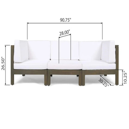 Oana 3 Piece Sofa Set, white water-resistant cushions, sectional sofa by HouseOfZazla on Tampa Home & Garden Store