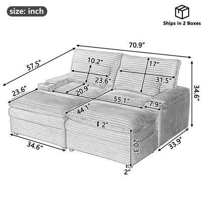 Convertible Loveseat With Usb and Storage Sofa