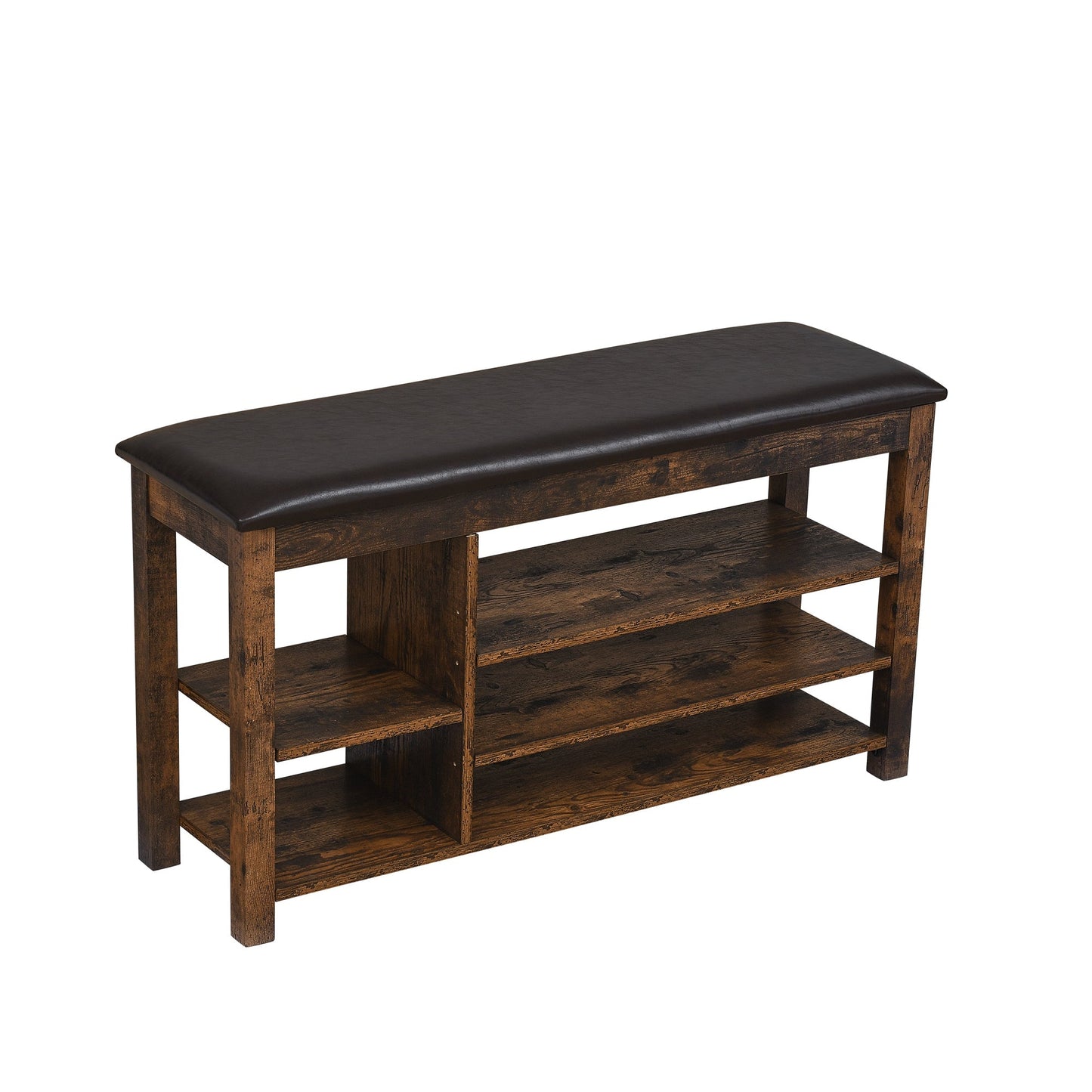 Height-Adjustable Shoe-Changing Bench by HouseOfZazla, wood frame with leather top on Tampa Home & Garden Store