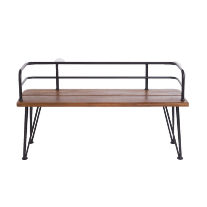 Classic Outdoor Bench with Iron and Teak Frame